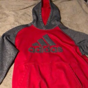 Adidas Red/Grey Hoodie - Large